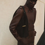 Pillow Hobo Suede Leather Bag - Black