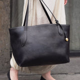 Sprout Tote Large Leather Vintage Bag - Black