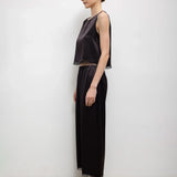 Barb Lace Crop Sleeveless Crew - Chocolate