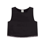 Barb Lace Crop Sleeveless Crew - Chocolate