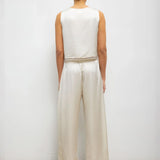 Barb Lace Crop Sleeveless Crew - Creme