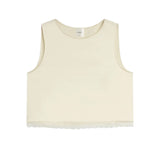 Barb Lace Crop Sleeveless Crew - Creme