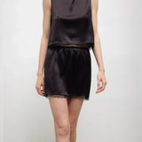 Barb Lace Mini Skirt - Chocolate