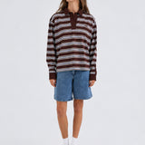 Rugby Stripe Top Long Sleeve - Brown/Multi
