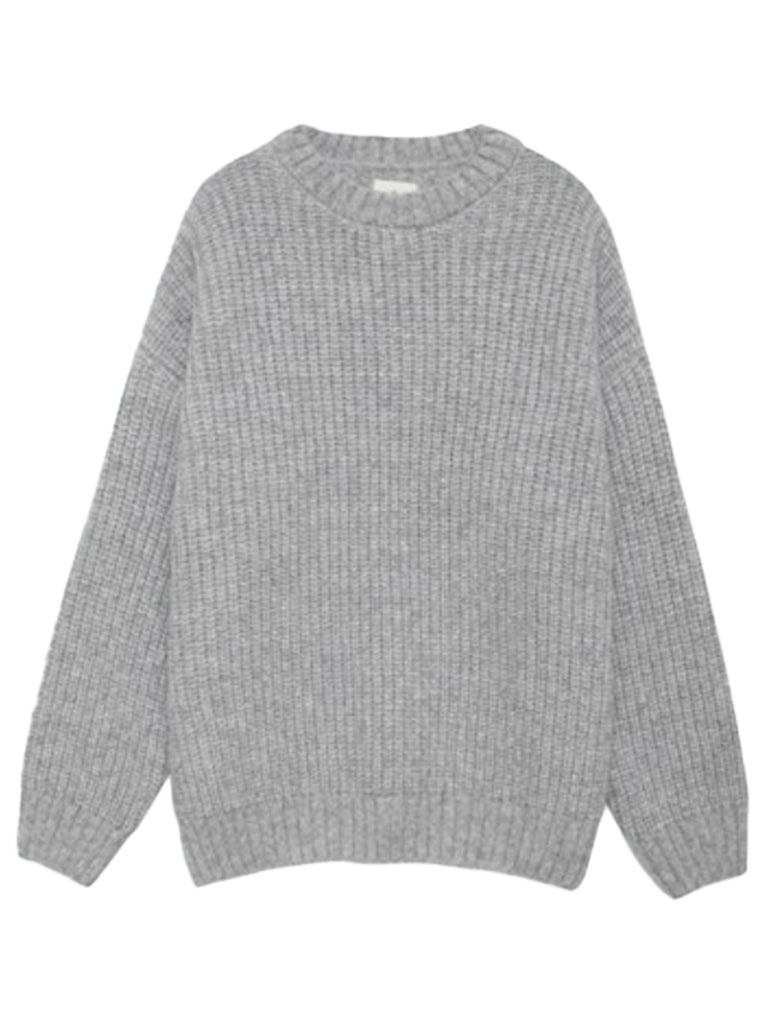 Anine Bing Sydney Crew Neck Sweater Light Heather Grey Shop Label