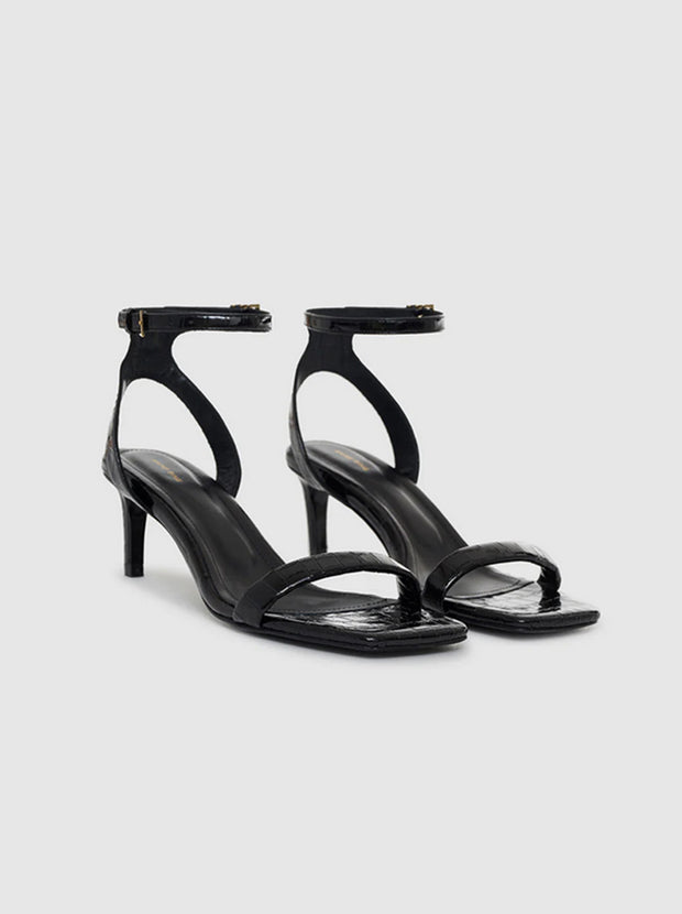 Cora Heeled Sandals - Black Embossed