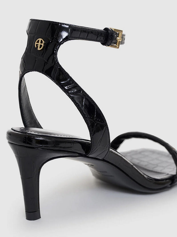 Cora Heeled Sandals - Black Embossed