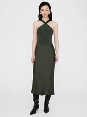 Bar Silk Skirt - Dark Olive