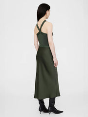 Bar Silk Skirt - Dark Olive