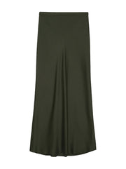 Bar Silk Skirt - Dark Olive