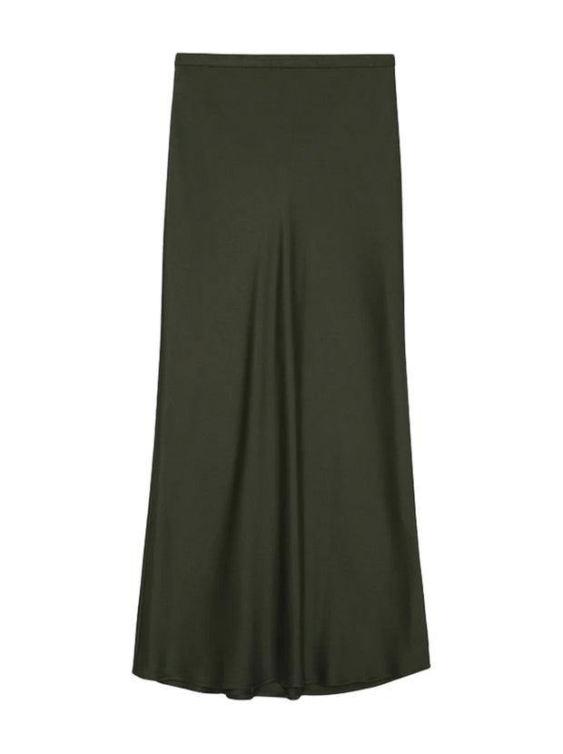 Bar Silk Skirt - Dark Olive