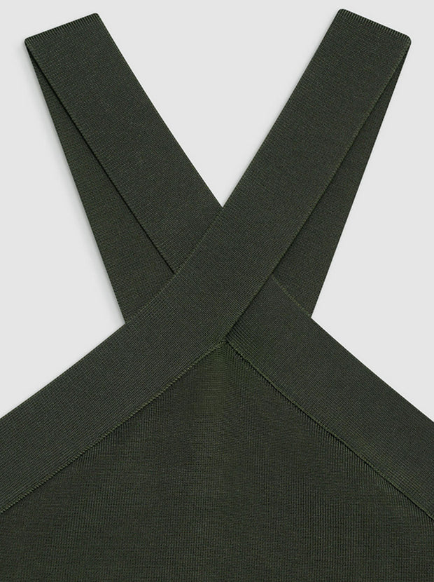 Brea Crisscross Neck Top - Dark Olive