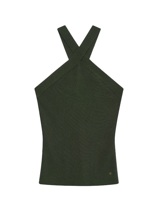 Brea Crisscross Neck Top - Dark Olive