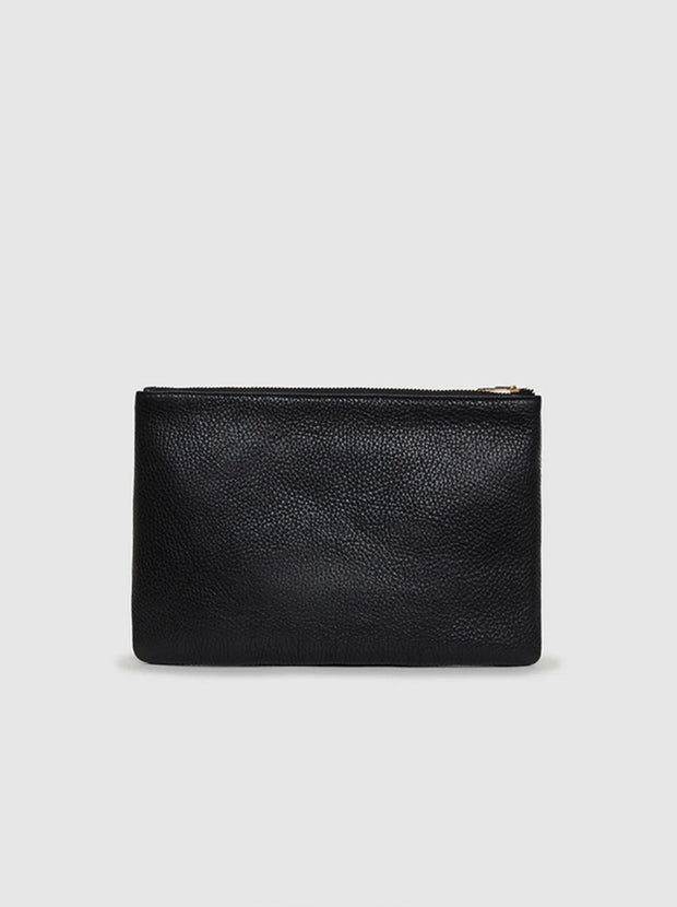 Lili Leather Pouch - Black Pebbled