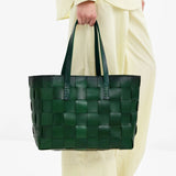 Japan Woven Leather Tote - Forest Green