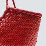 Nantucket Large Woven Leather Tote - Poppy Red