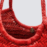 Nantucket Large Woven Leather Tote - Poppy Red