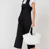 Nantucket Large Woven Leather Tote - White