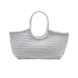 Nantucket Large Woven Leather Tote - White