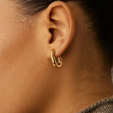 Chubby Oval Small Hoop Earrings - Gold