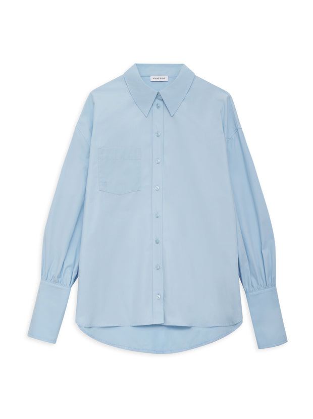 Maxine Oversized Cotton Shirt - Blue