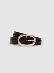 Mara Leather Belt - Black Embossed