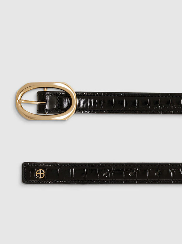 Mara Leather Belt - Black Embossed