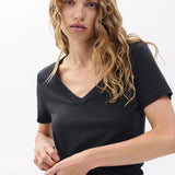 The Slub Vee Neck Tee - Black