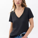 The Slub Vee Neck Tee - Black