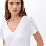 The Slub Vee Neck Tee - Bright White