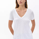 The Slub Vee Neck Tee - Bright White