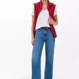 The Slub Vee Neck Tee - Bright White