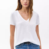 The Slub Vee Neck Tee - Bright White