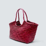 Nantucket Large Woven Leather Tote - Bordo