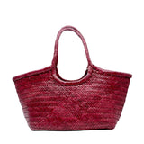 Nantucket Large Woven Leather Tote - Bordo