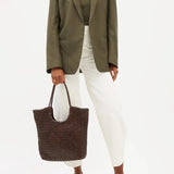 NS Diagonal Triple Jump Tote - Dark Brown
