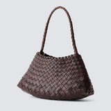 Rosanna Woven Leather Tote - Dark Brown
