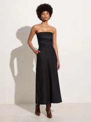 Amreli Linen Maxi Skirt - Black