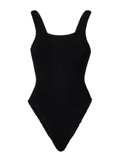 Square Neck Crinkle Swimsuit - Black