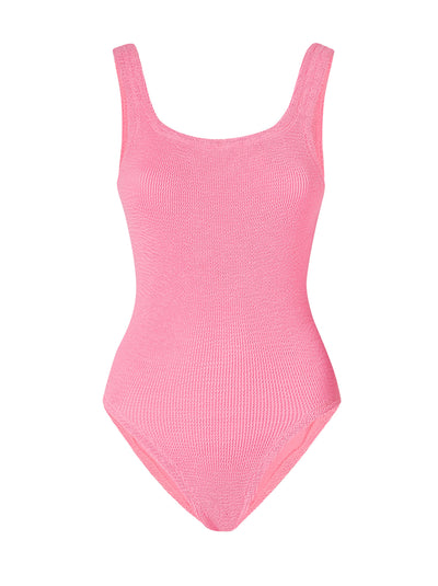 Square Neck Crinkle Swimsuit - Bubblegum