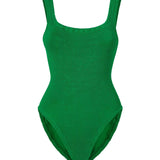 Square Neck Crinkle Swimsuit - Emerald
