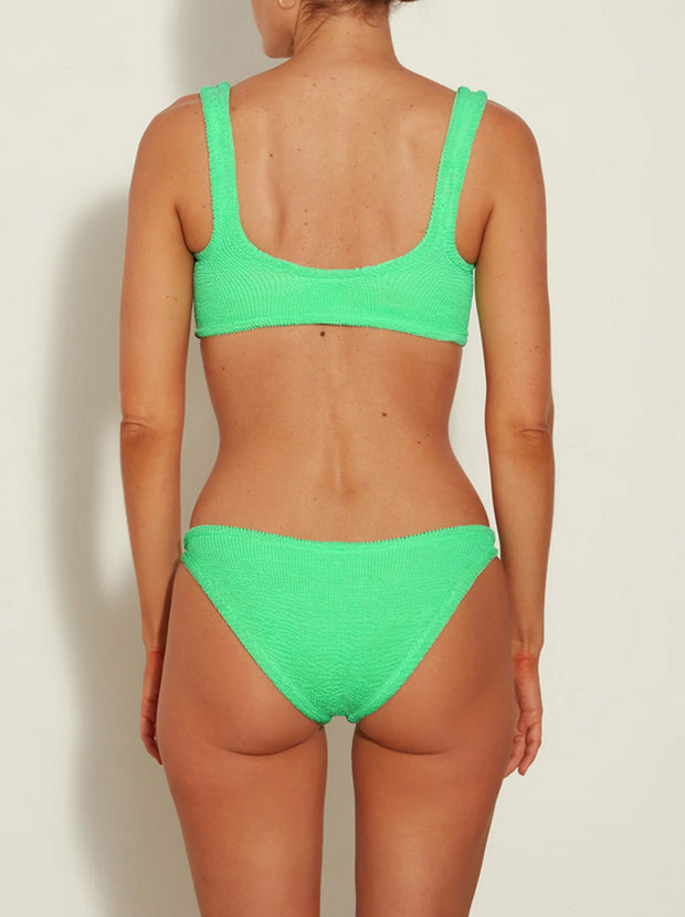 Xandra Square Neckline Crinkle Bikini - Lime