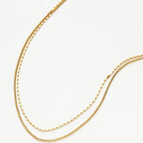 Box Link Double Chain Necklace - Gold
