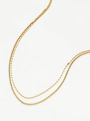Box Link Double Chain Necklace - Gold