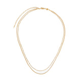 Box Link Double Chain Necklace - Gold