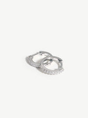 Clear Pave Claw Huggie Earrings - Silver / Clear Stone