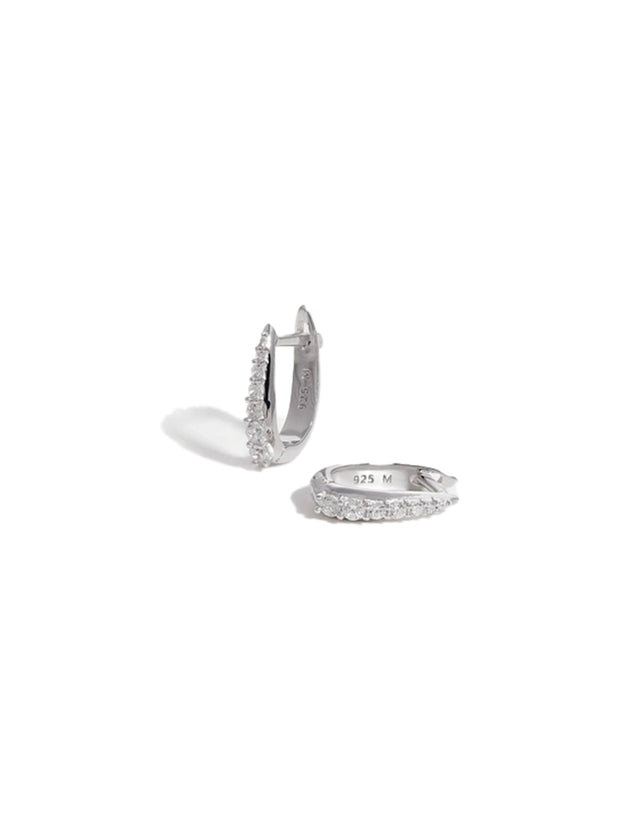 Clear Pave Claw Huggie Earrings - Silver / Clear Stone