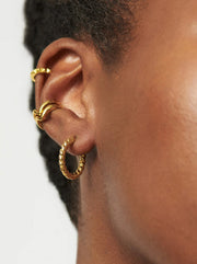 Twisted Helical Small Hoop Earrings - Gold