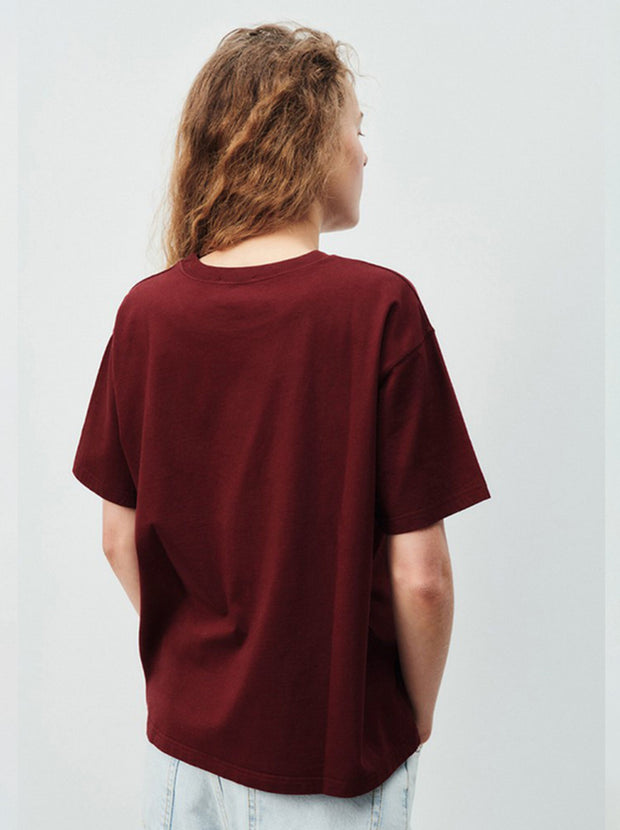 Fizvalley Crew-Neck Cotton T-Shirt - Burgundy