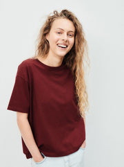 Fizvalley Crew-Neck Cotton T-Shirt - Burgundy